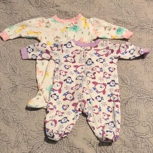 Garanimals Purple and Cream Animal Print Kids Footies